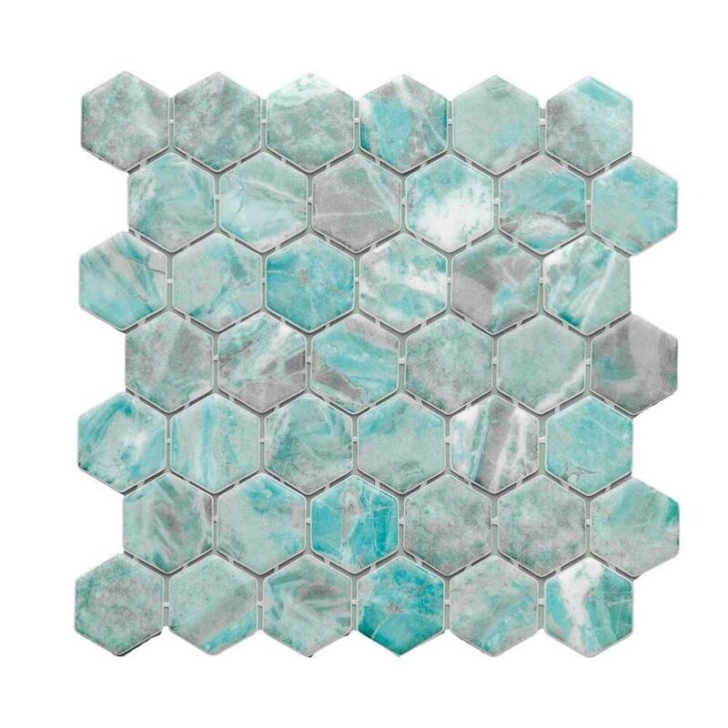 The Tile Life Eterna Hex 2x2 Glass Mosaic Floor, Backsplash & Wall Tile