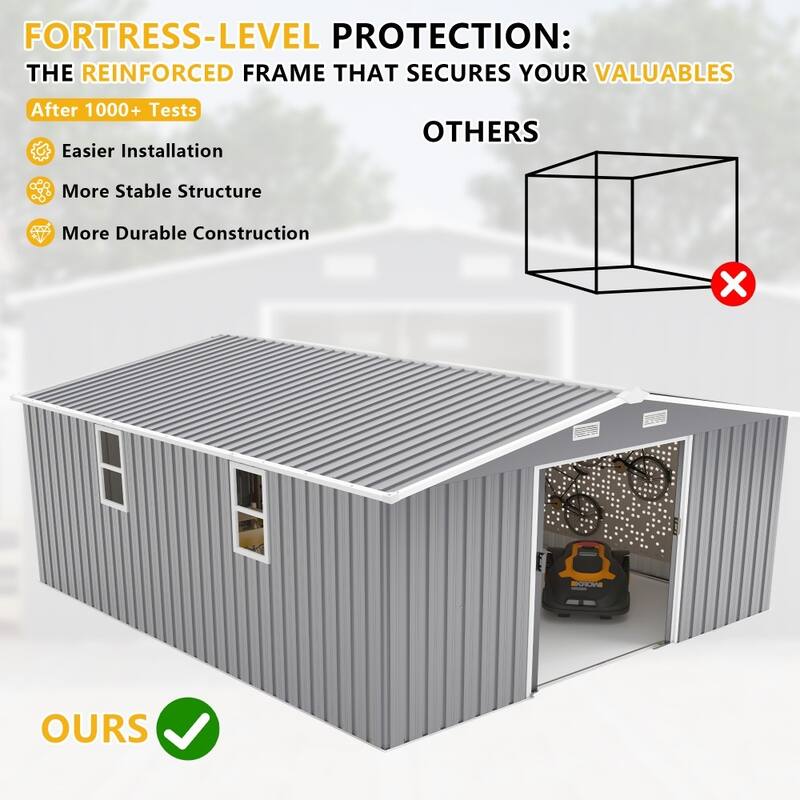 Modern Metal Storage Sheds with Two Daylight Windows and UV Coating Protection