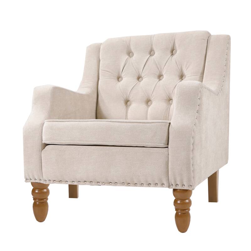 Ailsa Button-Tufted Upholstered Accent Chair by GDFStudio - 25.90"L x24.80"W x 29.50"H