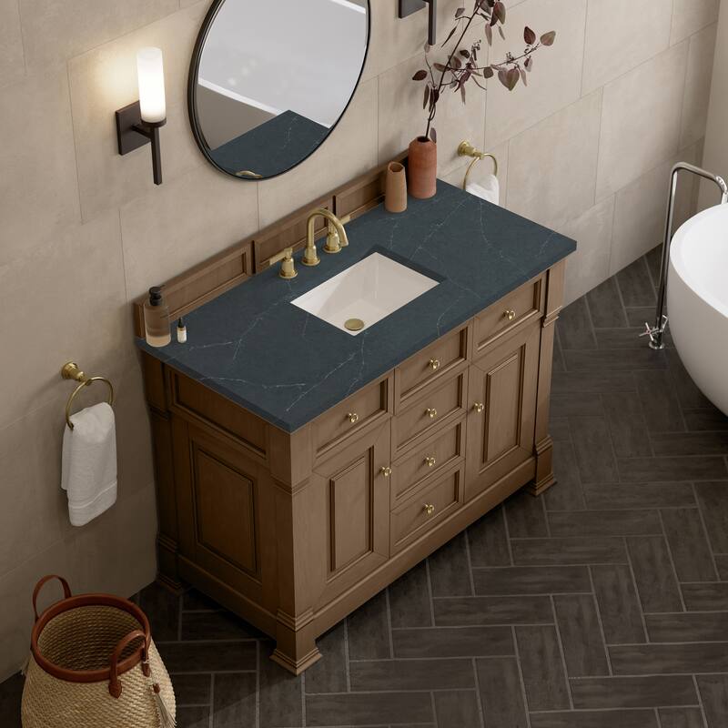 Brookfield 48" Single Vanity, Pecan - Charcoal Soapstone