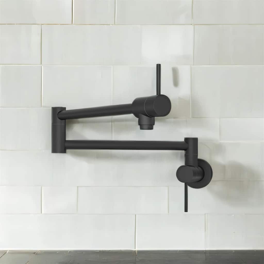 Wall Mount Kitchen Faucet Folding Stretchable, Single Hole Two Handles