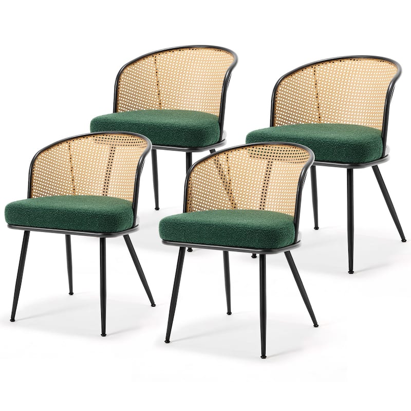 Upholstered Rattan Dining Chairs with Metal Legs Set of 2/4 - 29.92"H x 20.5"W x 23.03"D