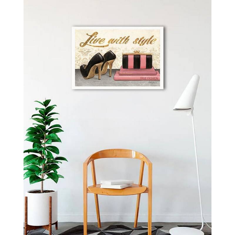 Shoe Fetish Live With Style Framed Poster - 24 x 32 Inch - White