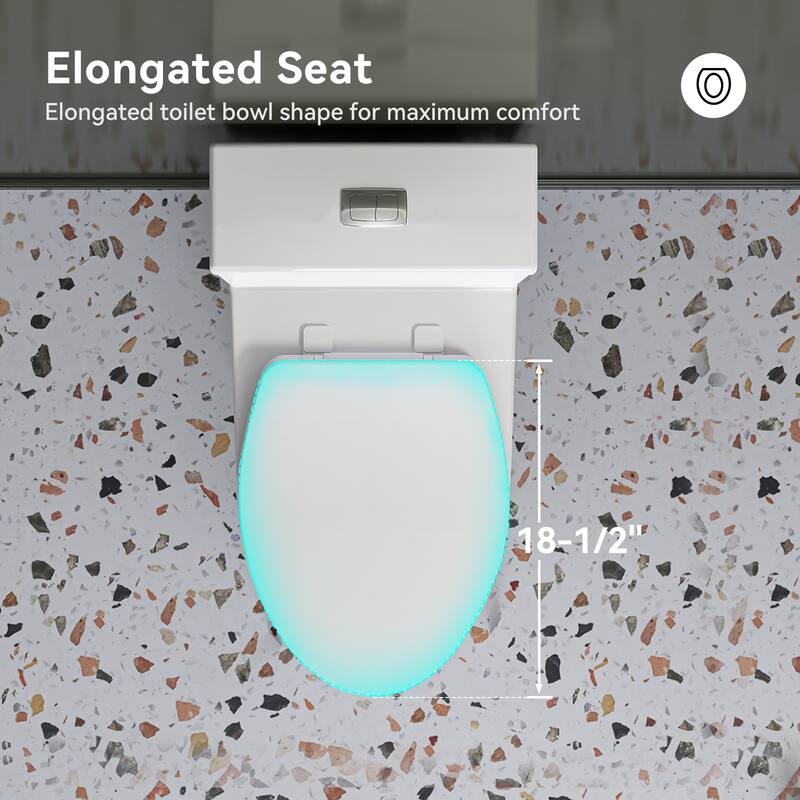 HOROW White Elongated One Piece ADA Height Toilet Dual Flush 0.8/1.28 GPF Flush with Durable Fill Valve - N/A