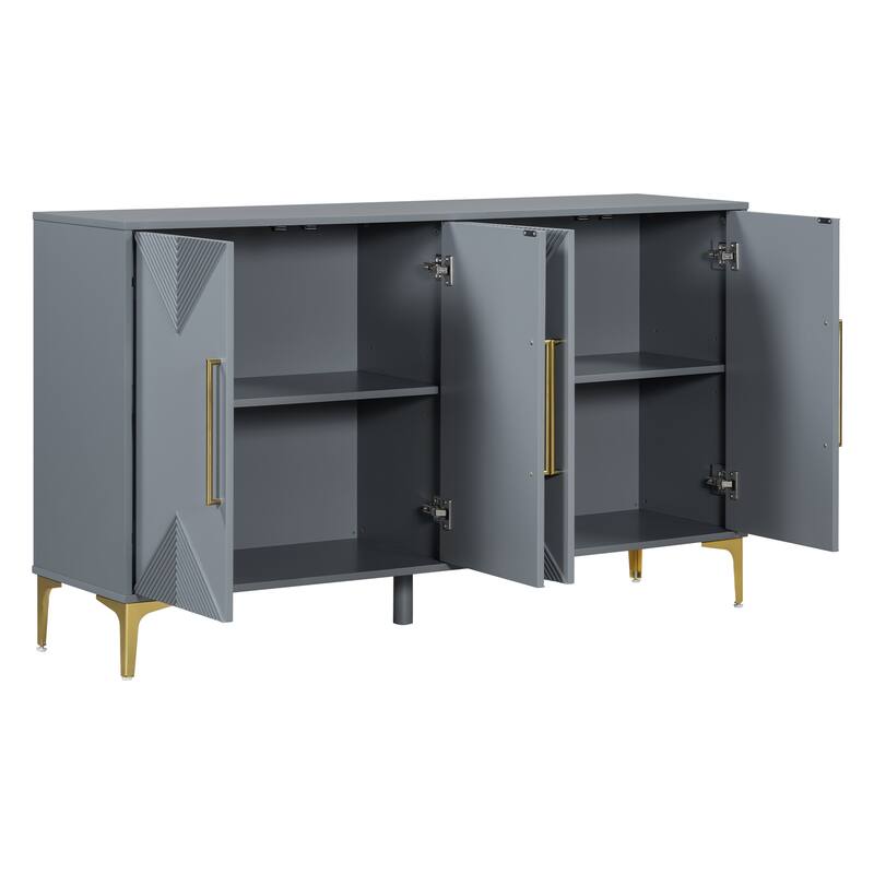 Grey Accent Cabinet Triangular Pattern Storage Cabinet Buffet Sideboard