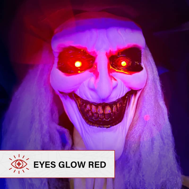 Haunted Hill Farm 5.25-ft. Poseable Animatronic Gravekeeper with Red Eyes