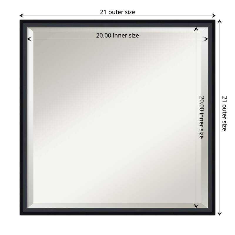 Beveled Wood Bathroom Wall Mirror - Lucie Frame - Outer Size: 21 x 21 in - Lucie Black