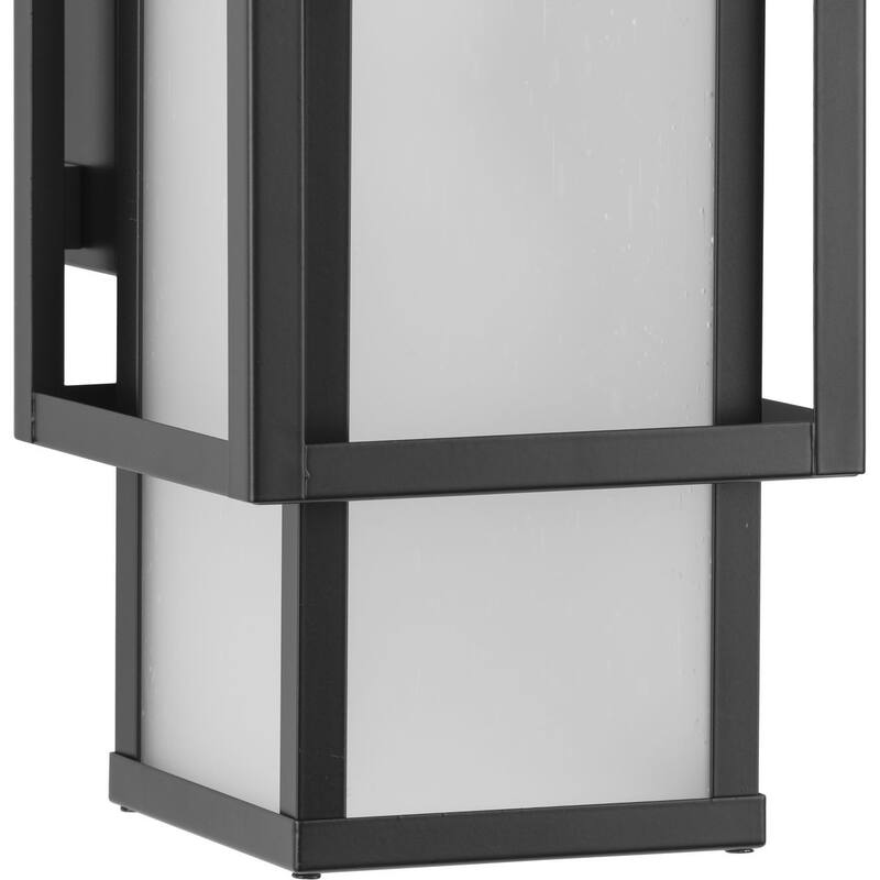 Unison Collection Two-Light Matte Black Etched Seeded Glass Contemporary Wall Lantern - 6 in x 7.62 in x 18 in