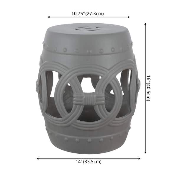 dimension image slide 5 of 15, Lucky Coins 16" Chinese Ceramic Drum Garden Stool