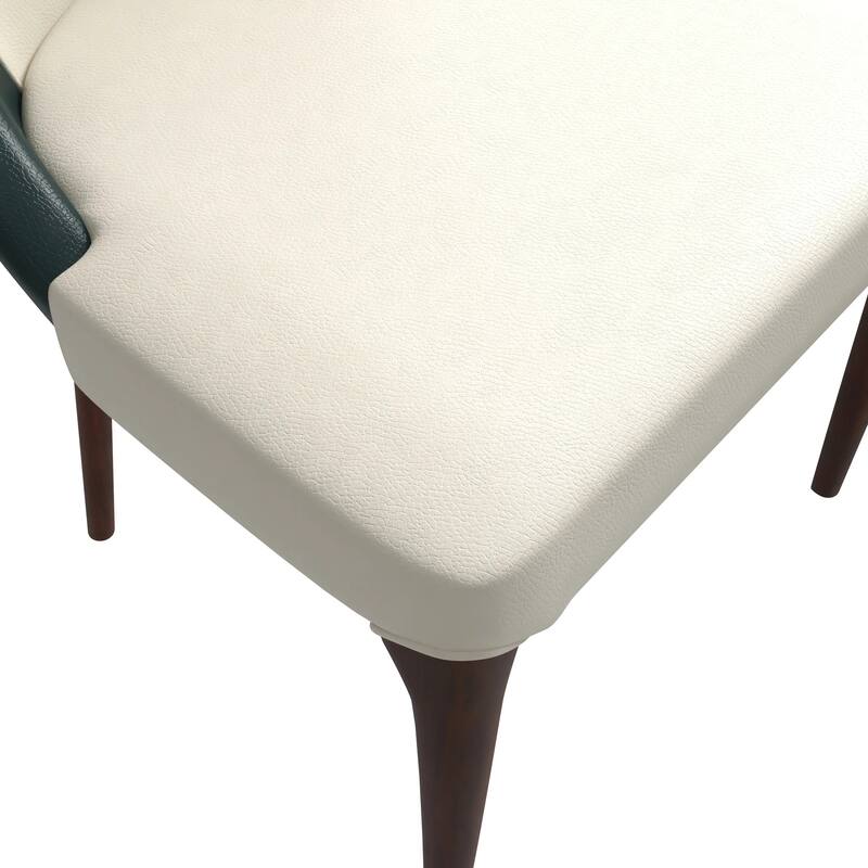 Havana Leather Upholstered Solid Wood Dining Chair Two-Tone Color Design Set of 4