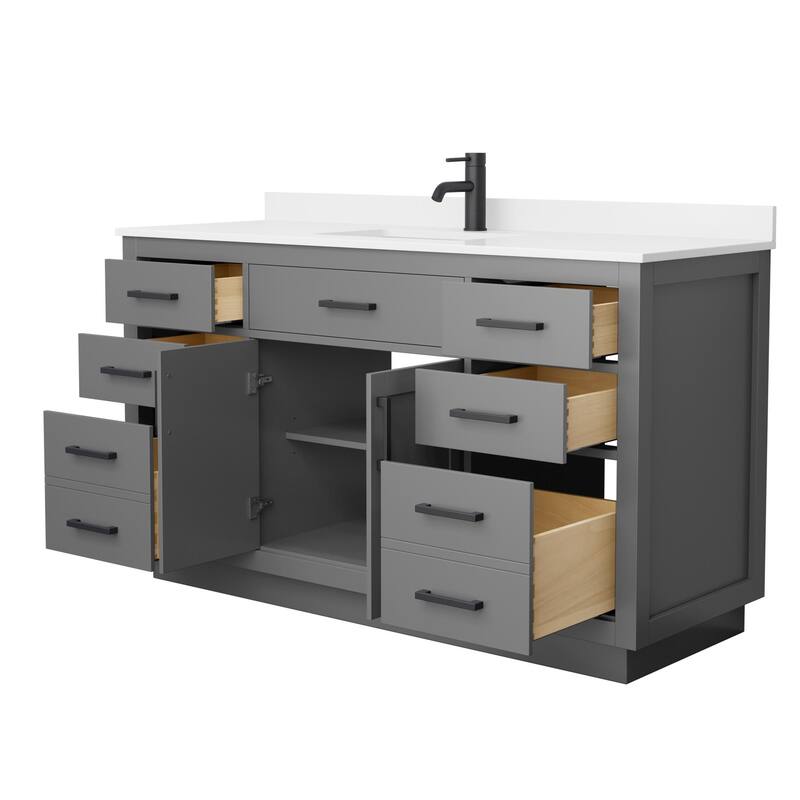 Beckett TK 60-inch Single Vanity, Single Hole Quartz Top