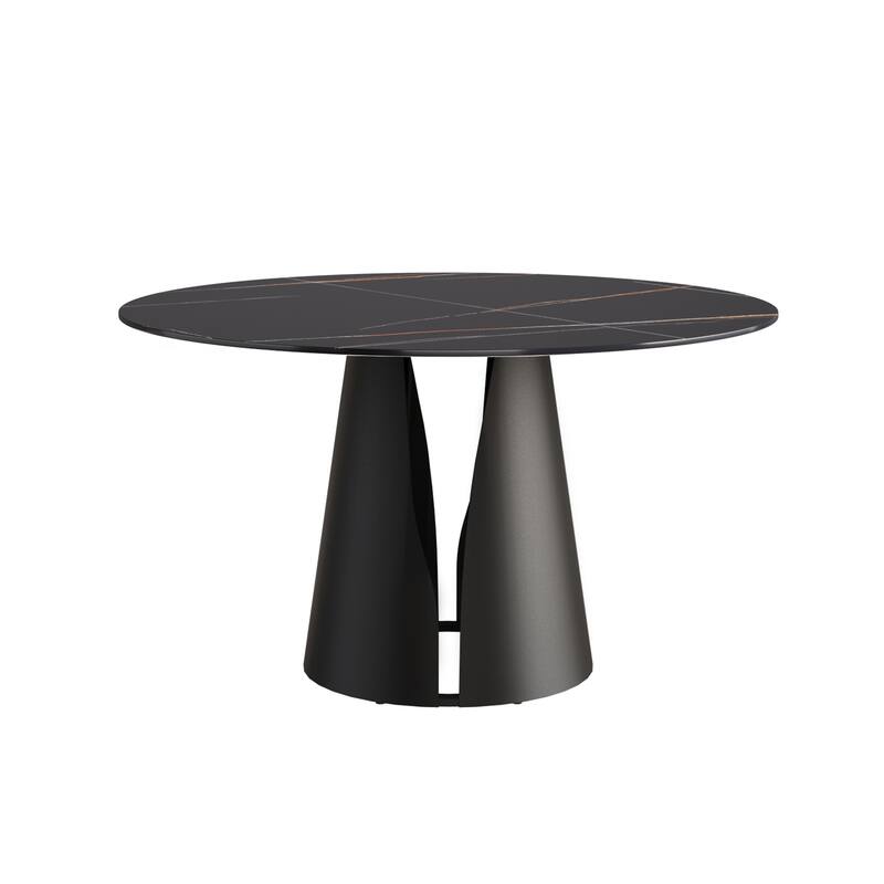 53" Dining Table Round Marble Kitchen Table, Sintered Stone Panel Table