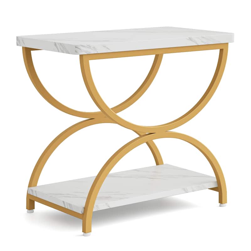 2 Tier Wood and Metal End Side Table for Living Room (Set of 2) - 2PCS