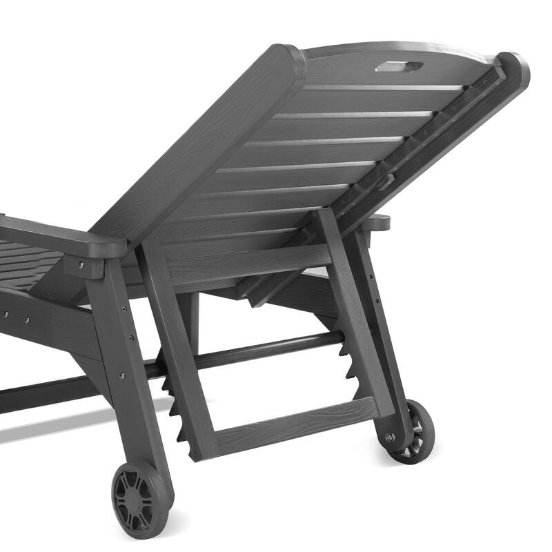 Outdoor Adjustable Wheeled Chaise Lounge Chairs with Arms for Patio, Deck, Backyard - 78.9"L x 24"W x 39.7"H