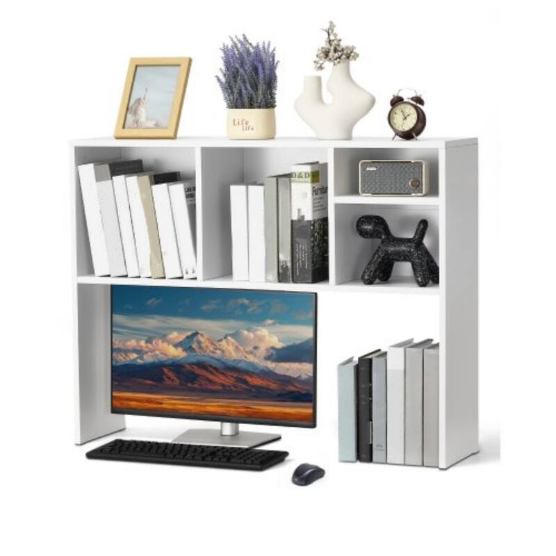 Particle Board Desktop Bookshelf, Storage Rack Wood Display Shelf and Safe - 37.0" L x 9.4" W x 28.7" H