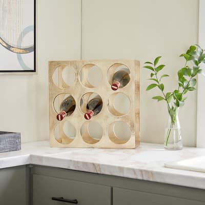 The Novogratz Silver Aluminum 9 Bottle Wine Rack - 16 x 8 x 16
