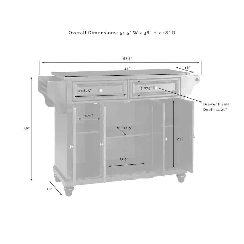 Crosley Cambridge Granite Top Full Size Kitchen Island/Cart - 18"d x 51.5"w x 36"h