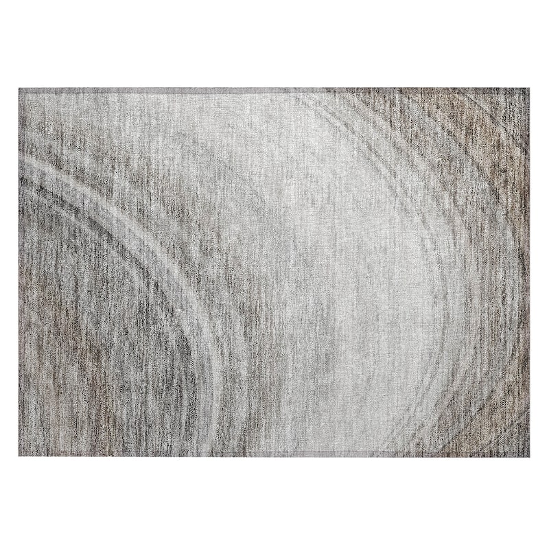 Machine Washable Indoor/ Outdoor Chantille Abstract Wave Rug
