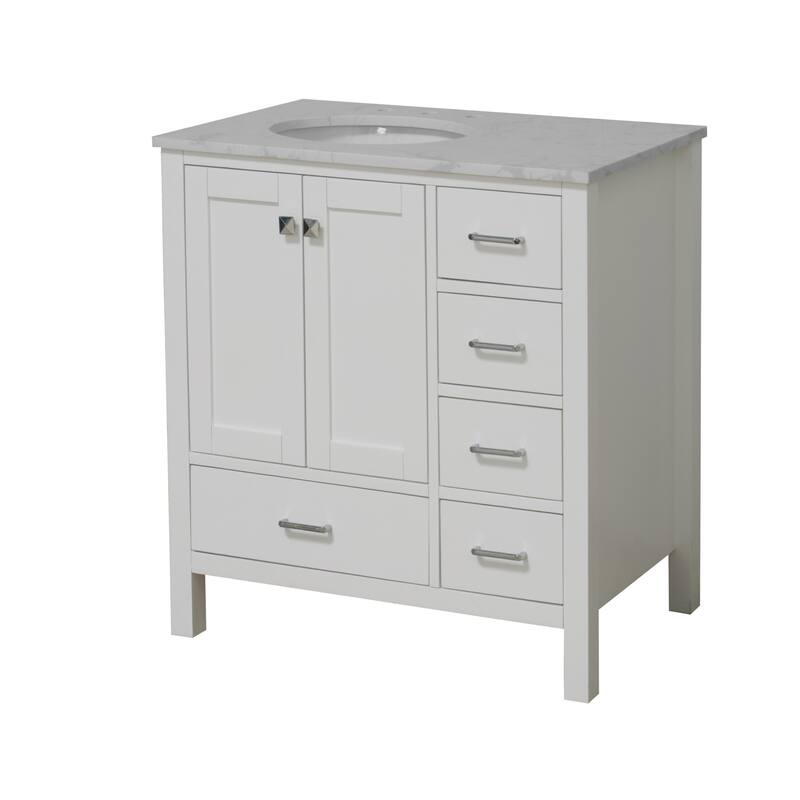 KitchenBathCollection Horizon 36" Bathroom Vanity with Engineered Carrara Top