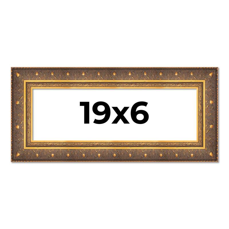 19x6 Frame Vintage Gold Solid Wood Picture Frame | 2.5 Inch Moulding