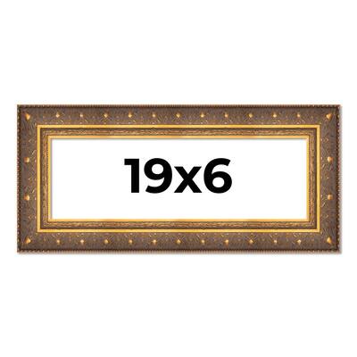 19x6 Frame Vintage Gold Solid Wood Picture Frame | 2.5 Inch Moulding