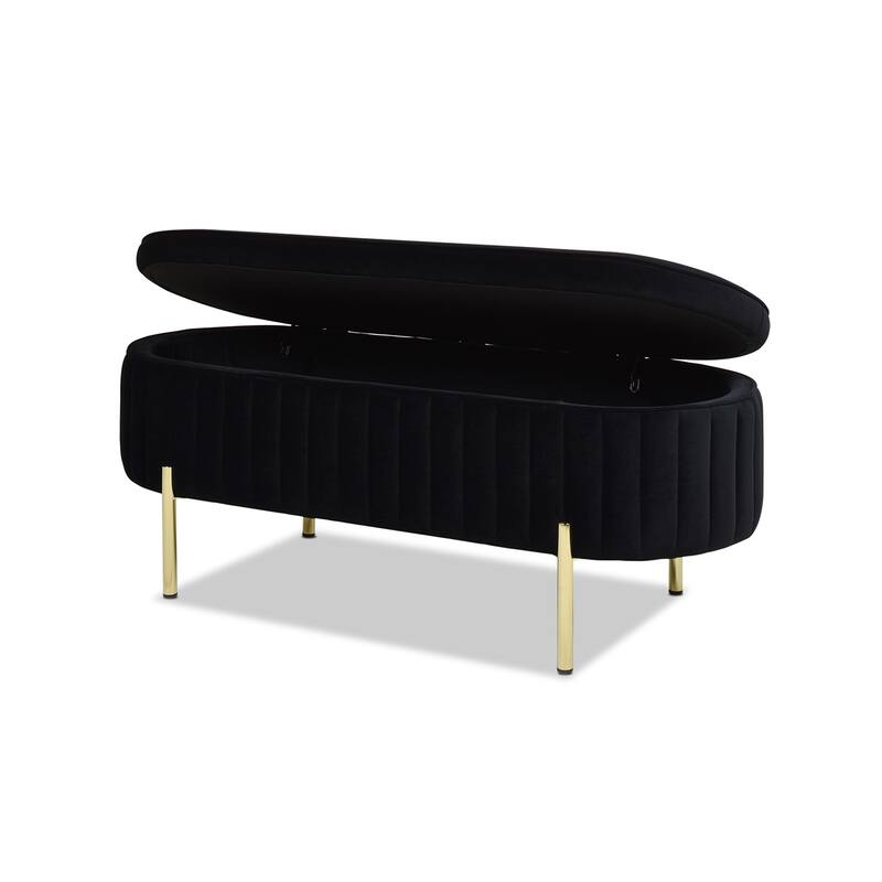Chloe Modern Glam Performance Velvet Oval Tufted Storage Bench