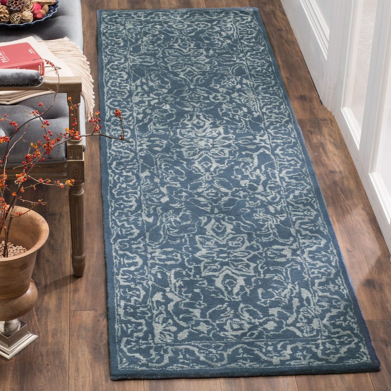 SAFAVIEH Handmade Glamour Dolors Modern Viscose Rug - 2'3" x 8' Runner - Grey/Blue