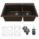 preview thumbnail 7 of 81, Karran Drop-In Quartz 33 in. 1-Hole 60/40 Double Bowl Kitchen Sink Kit Brown