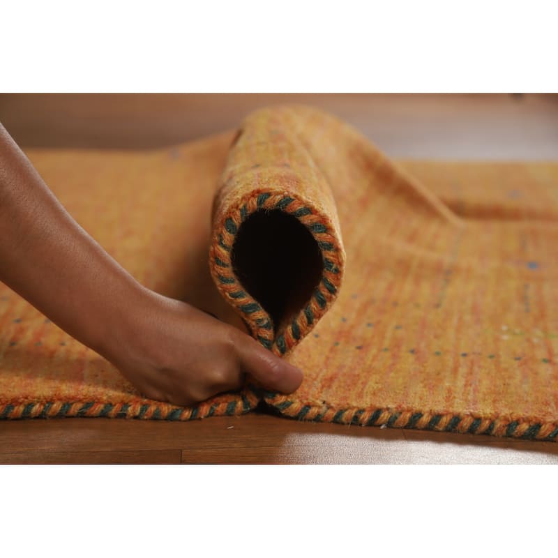 Hand Knotted Oriental 100% Wool Carpet Tribal Animal Pictorial Oranges & Rust Gabbeh Area Rug - 7' 7'' X 4' 11''