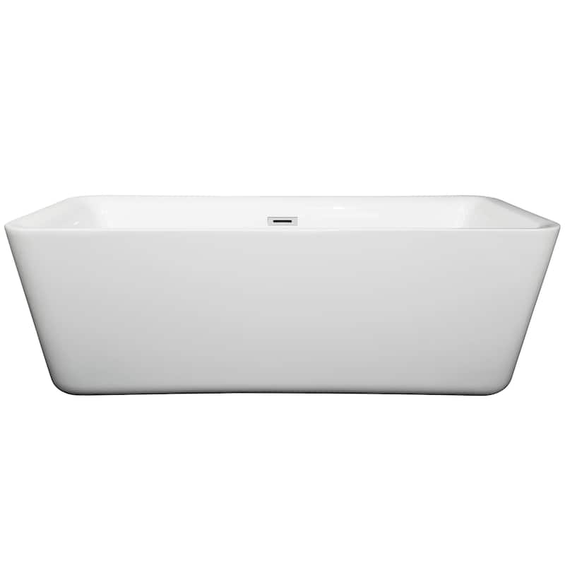 Wyndham Collection Emily 69-inch White Freestanding Soaking Bathtub