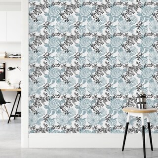 Grey and Black Flowers Wallpaper - Bed Bath & Beyond - 35646878