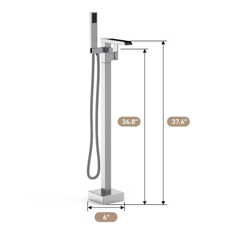 Freestanding Bathtub Faucet, Floor-Mount Tub Filler Chrome