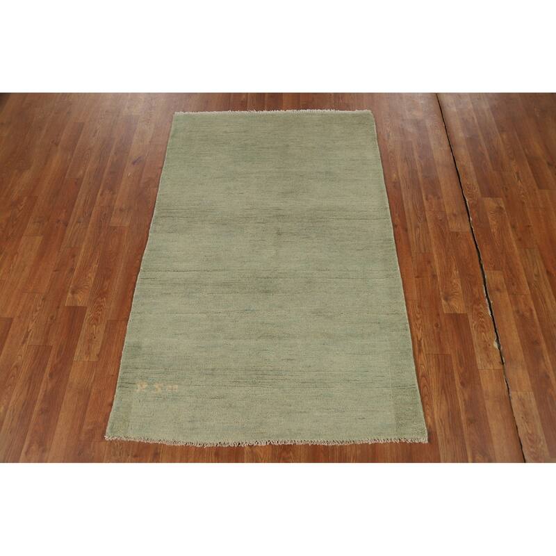 Hand Knotted Oriental 100% Wool Carpet Modern Modern Green Gabbeh Area Rug - 4' 9'' X 3' 2''
