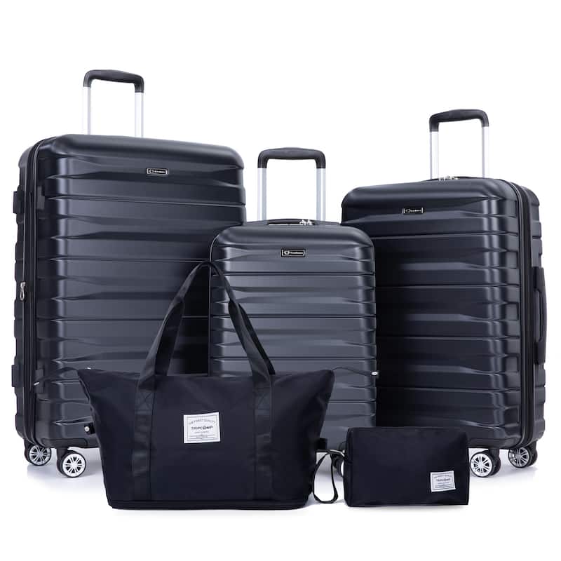 5PCS PC Luggage Set with TSA Lock - Black