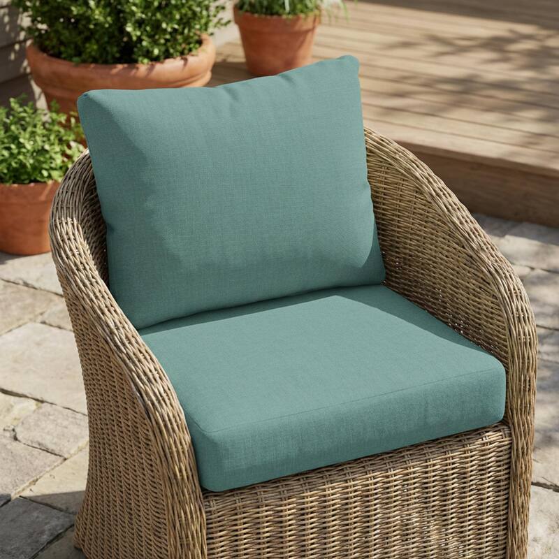 Roomfitters Noah Outdoor Club Chair Cushion Set with 5 Inch Thick Padding, Water Repellent Fabric