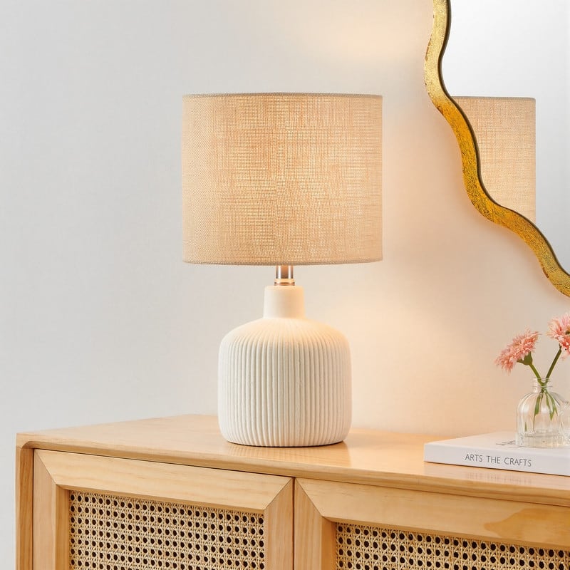 KAWOTI 17.75 Inch Ceramic Pumpkin-shaped Base Table Lamp - W10" x H17.75"