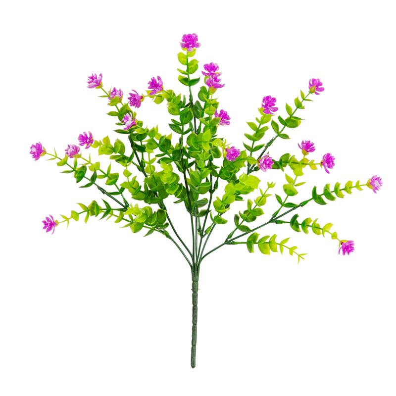 14-in UV Resistant Artificial Flowering Mini Rose Bush - Set of 12