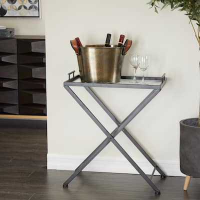 Black Metal Industrial Accent Table - 24 x 15 x 27