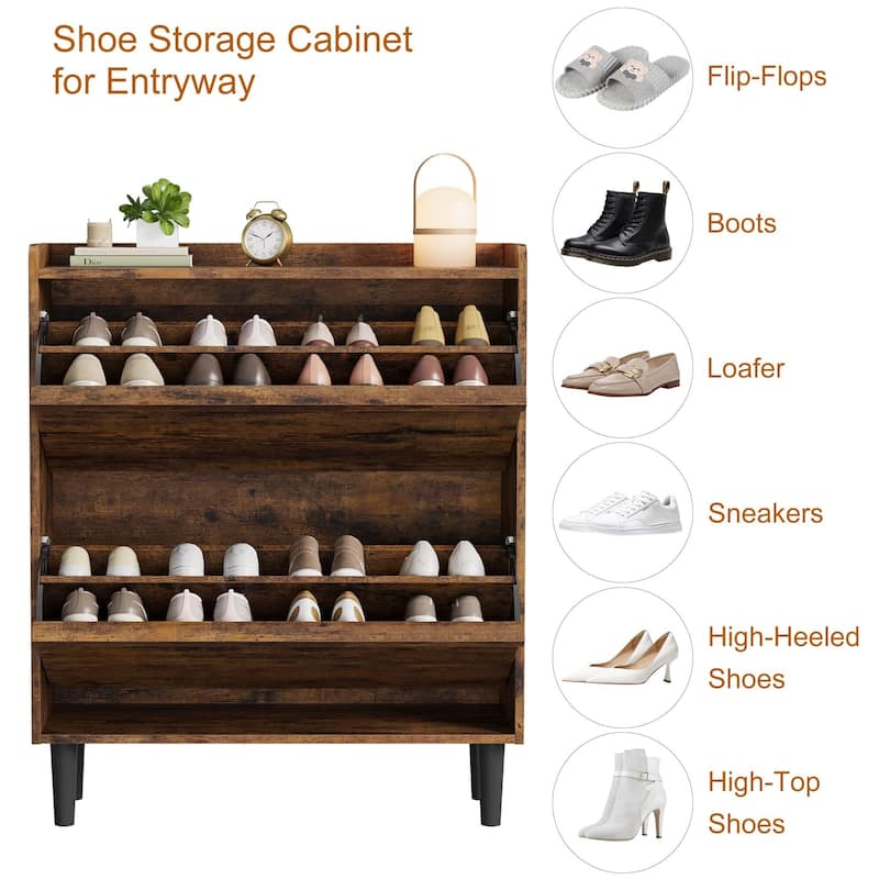 Drawer Wooden Shoe Cabinet with Adjustable Shelves
