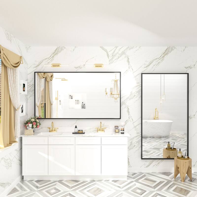 Aluminum Alloy Framed French Cleat Mounted Tempered Glass Wall Vanity Mirror