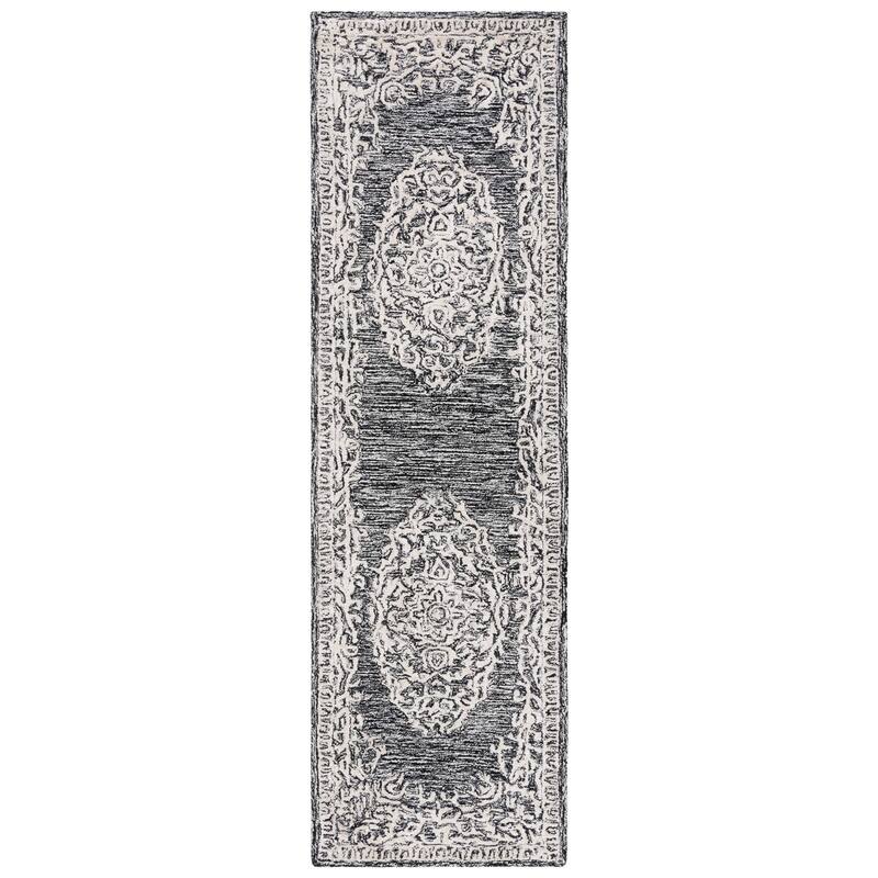SAFAVIEH Handmade Precious Jackeline Rug - 2'3" x 8' Runner - Black/Ivory