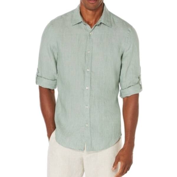 Shop Perry Ellis New Summer Sage Green Mens Size Large L Button