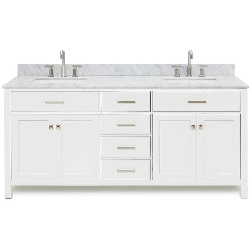 Ariel H073DCW2RVO Bristol 73" Free Standing Double Rectangular Basin - White - Colored