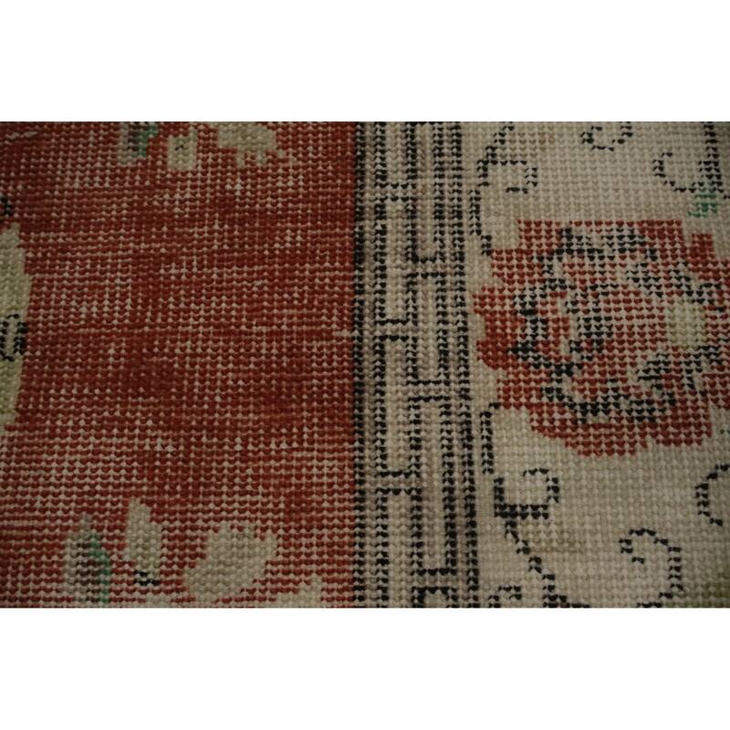 Hand Knotted Oriental 100% Wool Carpet Transitional Floral Oranges & Rust Anatolian Area Rug - 9' 3'' X 5' 6''