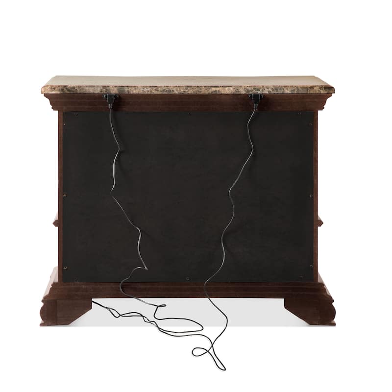 Furniture of America Cresswell Traditional Dark Cherry and Oak Stone Top 3-Drawer Nightstand