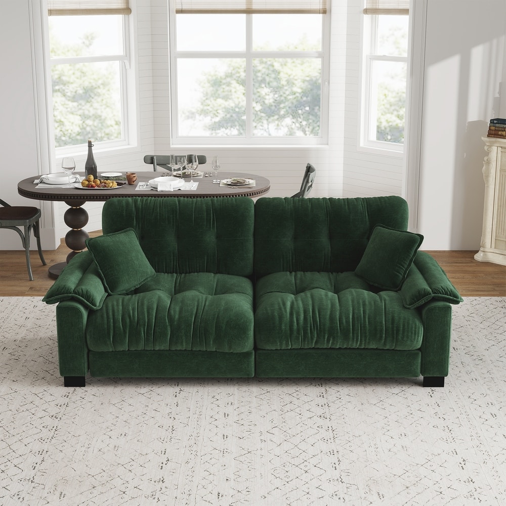 Roomfitters 94-Inch Chenille Pleated 3-Seater Sofa, Modern Upholstered Couch with Spring Support for Living Room