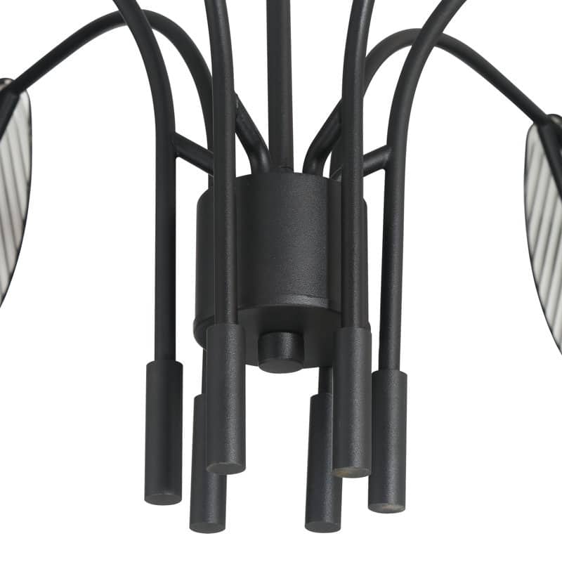 Acroma - 6 Light Black Steel & Glass Dimmable Linear Chandelier