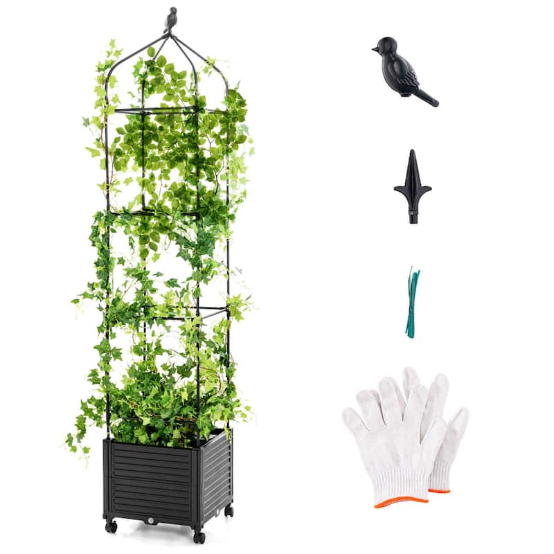 Costway 1/2 PCS Raised Garden Bed Tomato Cage Planter Box with - 1 PCS