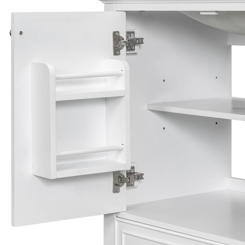 30'' Solid Wood Bathroom Vanity with Multifunctional Cabinet, Drawers, and Ceramic Sink