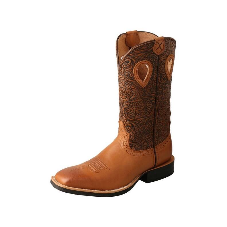 Twisted X Western Boots Womens Heel Tan Tooled Brown WRS0035